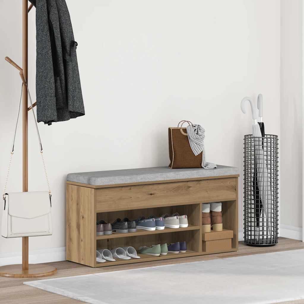 Vidaxl schoenenbank 102x30,5x45 cm bewerkt hout artisanaal eikenkleur
