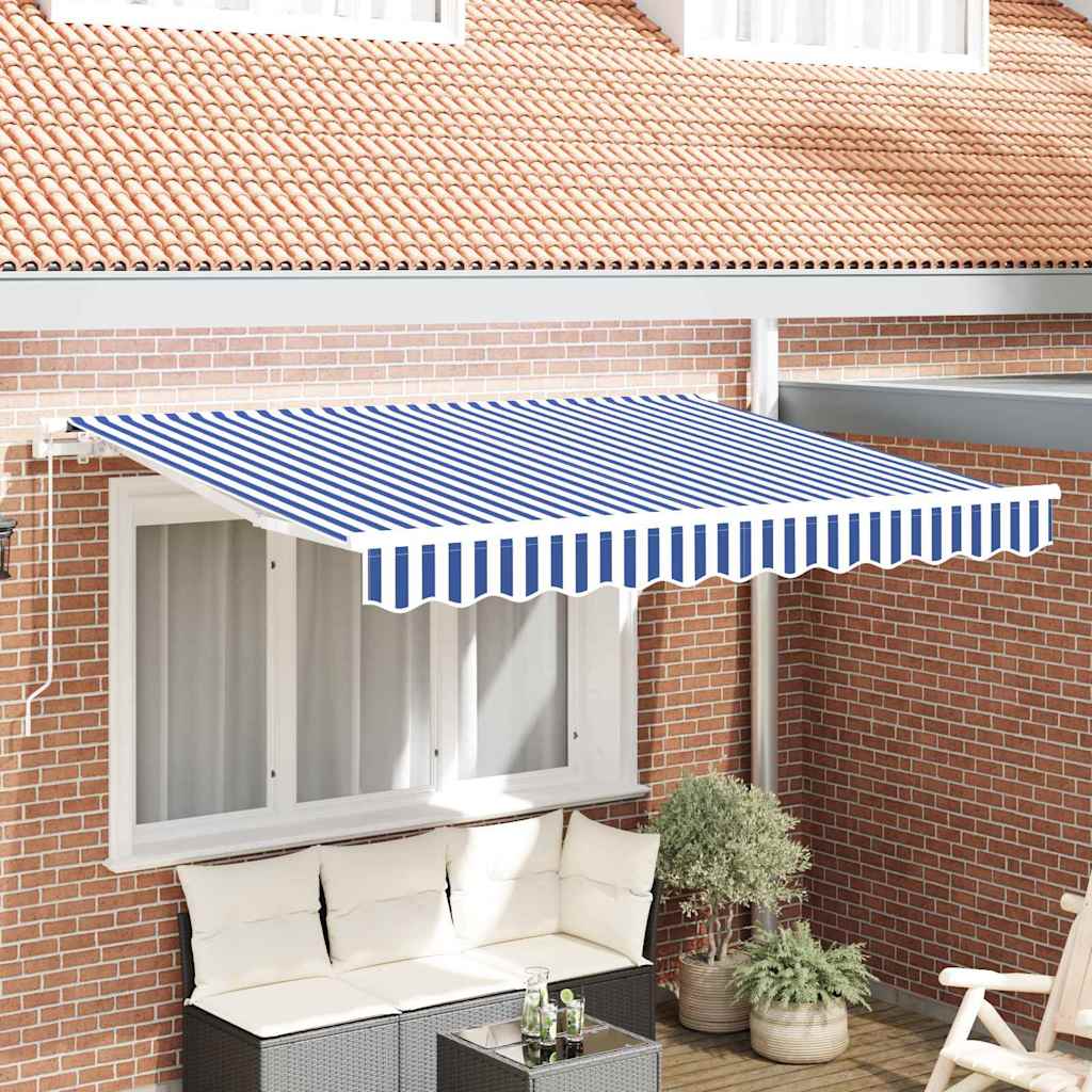 Vidaxl vervangingsdoek voor zonnescherm blauw en wit 330 x 195 cm