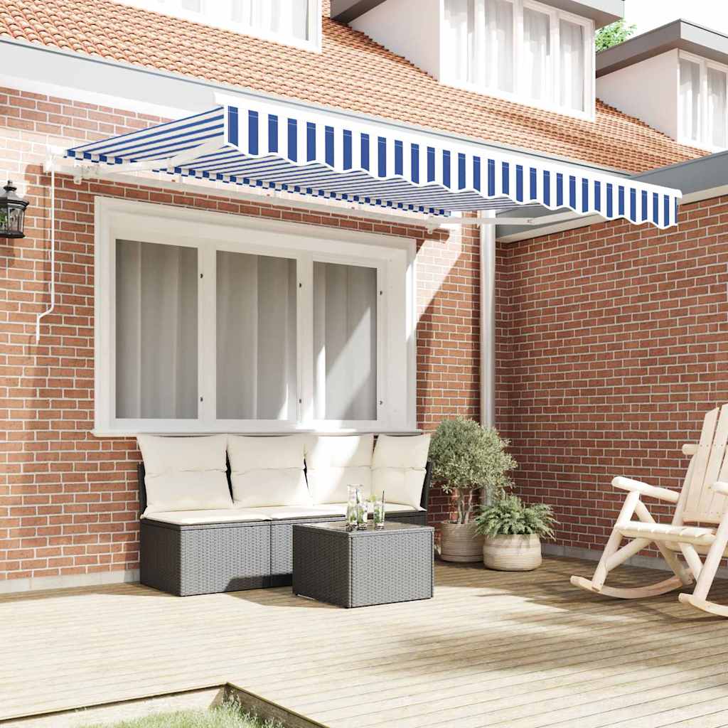 Vidaxl vervangingsdoek voor zonnescherm blauw en wit 330 x 195 cm