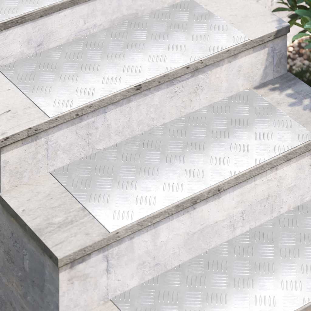 Vidaxl trap tread rechthoekig 2 pcs zilver 70 x 30 cm aluminium