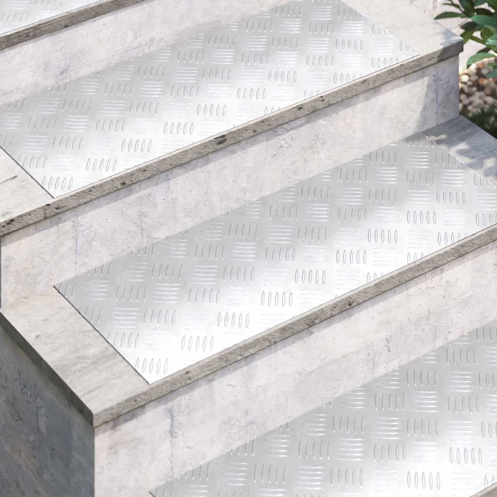 Vidaxl trap tread rechthoekig 4 pcs zilver 80 x 30 cm aluminium