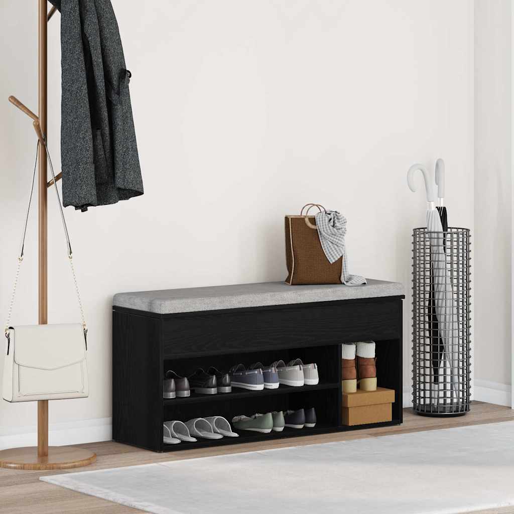 Vidaxl schoenenbank 102x30,5x45 cm spaanplaat zwart eikenkleurig