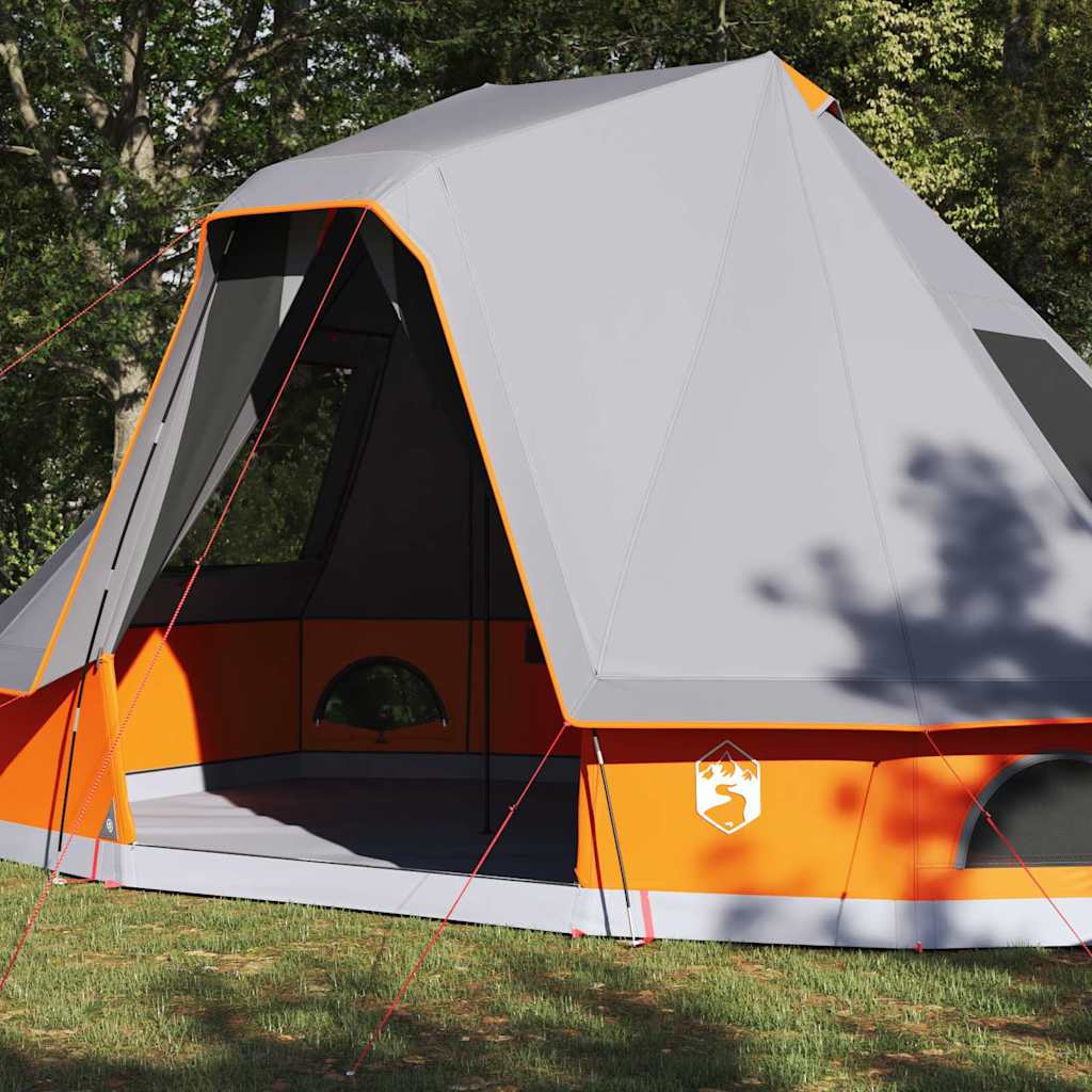 Vidaxl familie tipi tent tipi grijs en oranje 466 x 310 x 240 cm