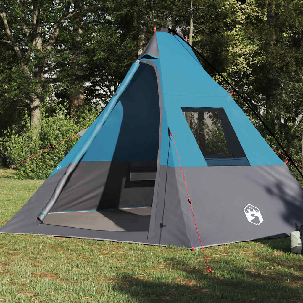 Vidaxl tipi tent met dak met opslag blauw 383 x 338 x 217 cm taft