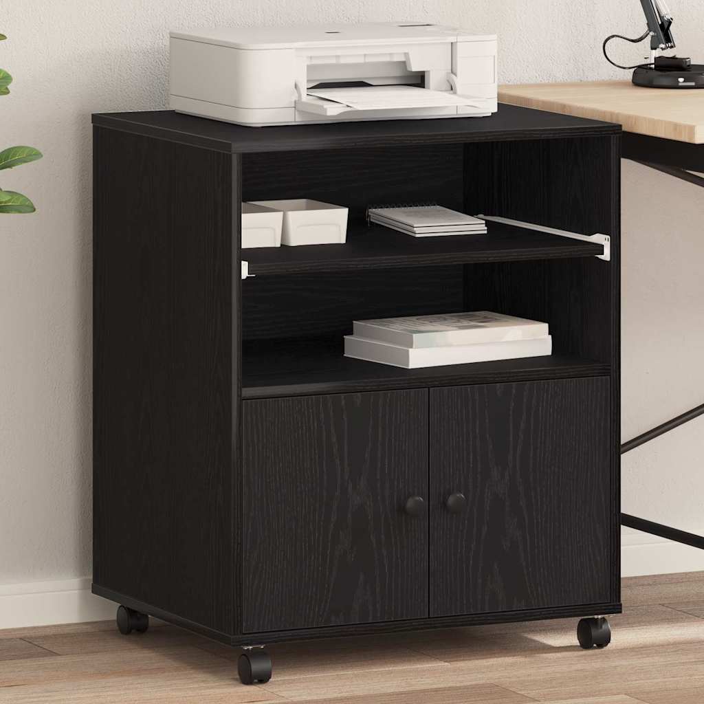 Vidaxl printerstand zwart eiken 60 x 48 x 74 cm bewerkt hout