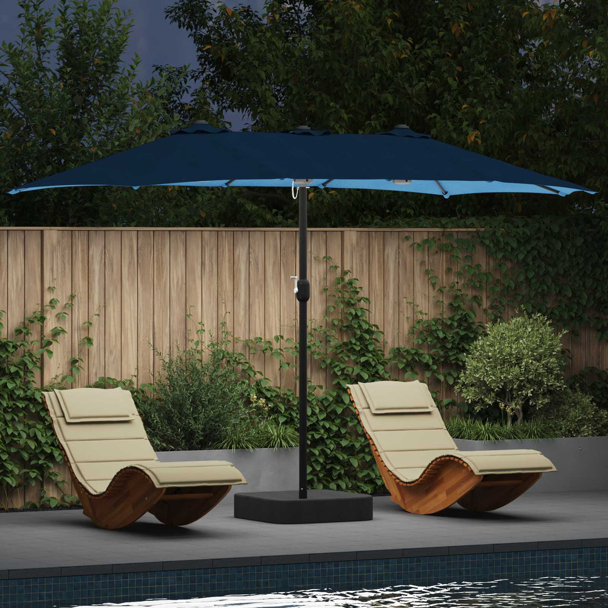 Vidaxl tuinparasol azurblauw 385 x 209 x 244 cm polyester