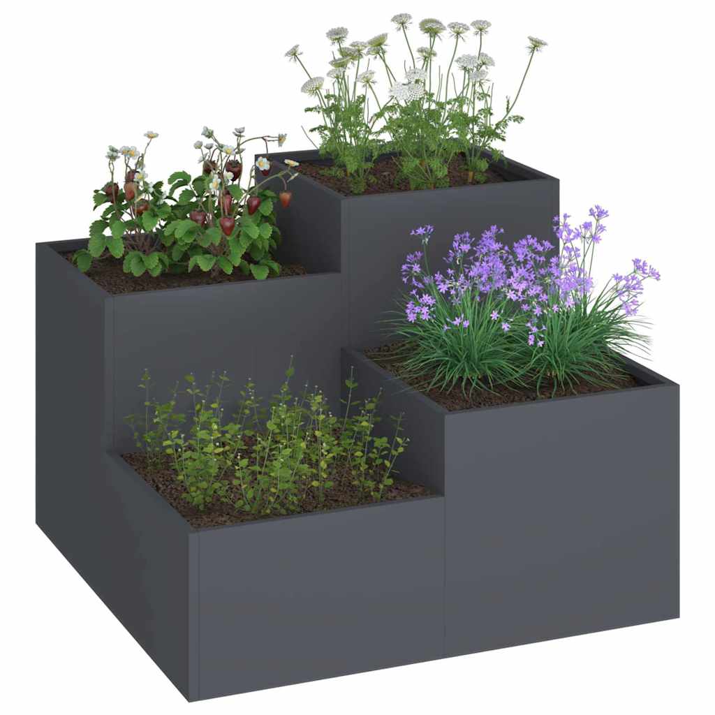 Vidaxl tuin bloempot antraciet 100 x 100 x 60 cm staal