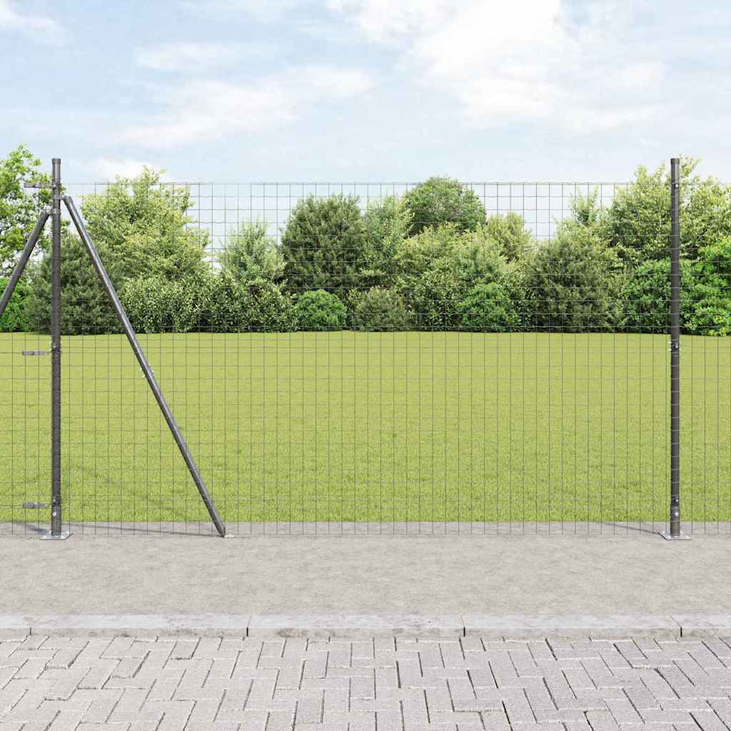 Vidaxl afrasteringspaal 7 pcs grijs staal