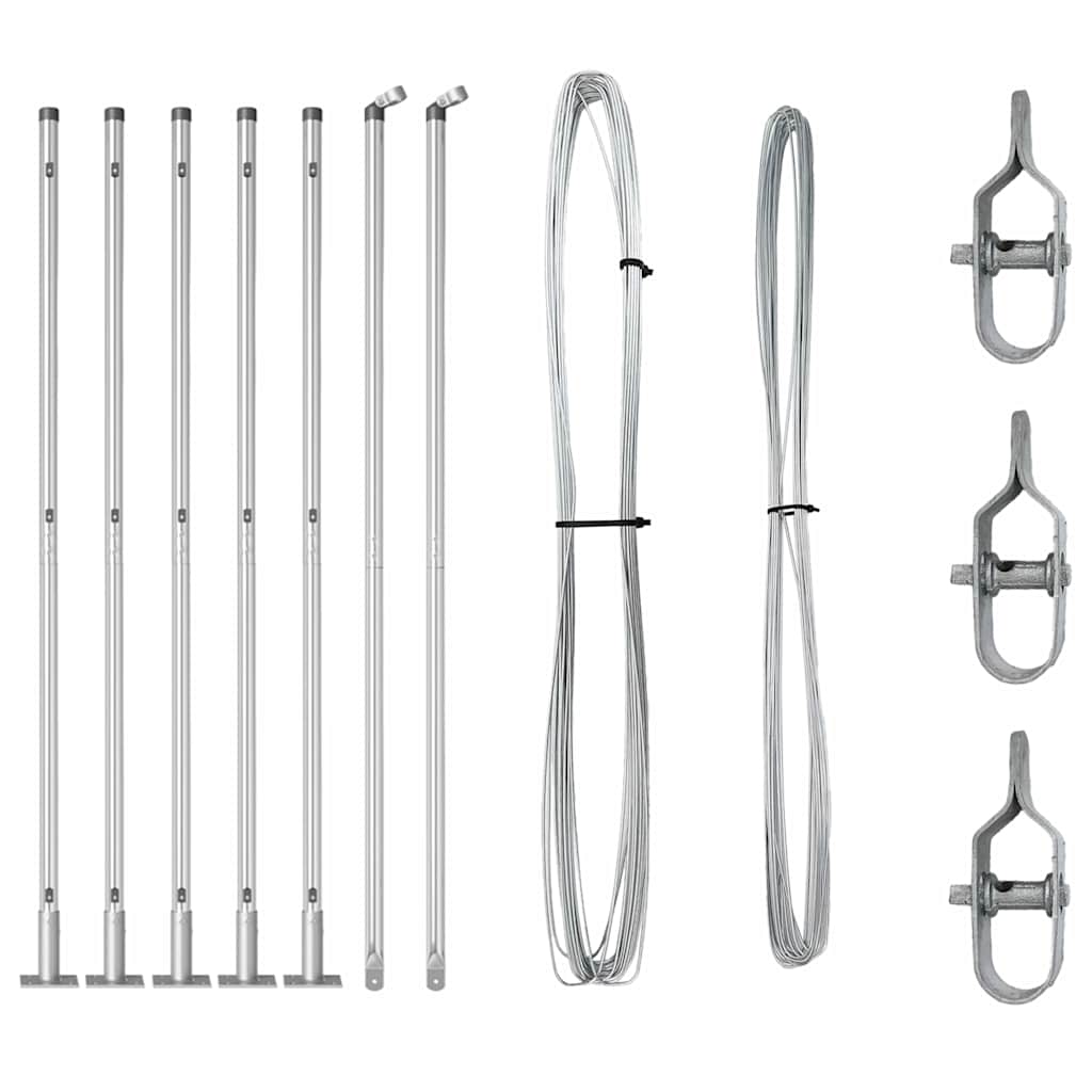 Vidaxl afrasteringspaal 7 pcs zilver staal