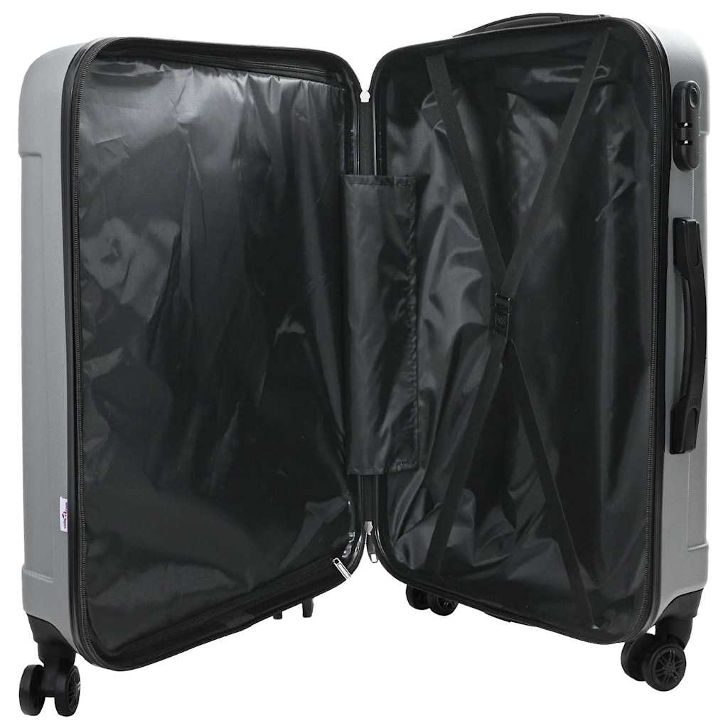 Vidaxl koffer met slot 3 pcs zilver 50 x 31 x 78 cm abs kunststof