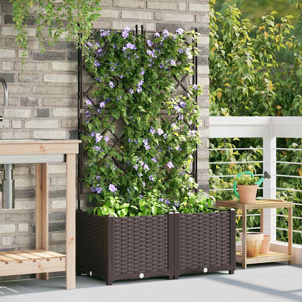 Vidaxl tuin bloempot 2 pcs bruin 80 x 40 x 143 cm staal