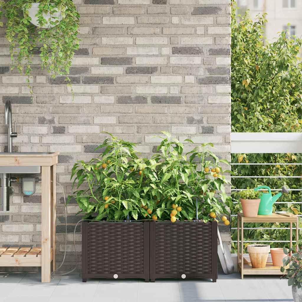 Vidaxl tuin bloempot 2 pcs bruin staal