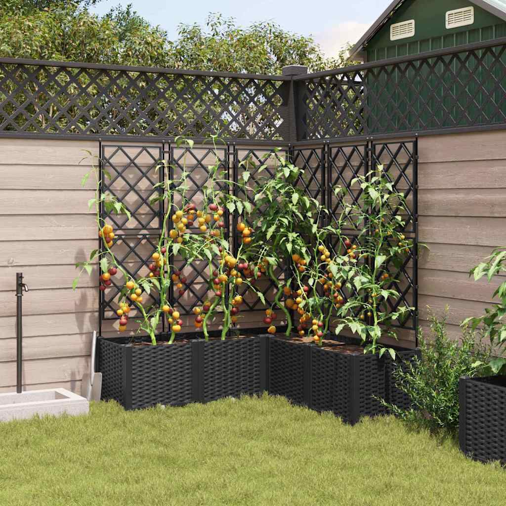 Vidaxl tuin bloempot 5 pcs zwart 120 x 120 x 143 cm staal
