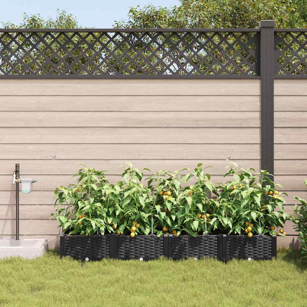 Vidaxl tuin bloempot 4 pcs zwart staal