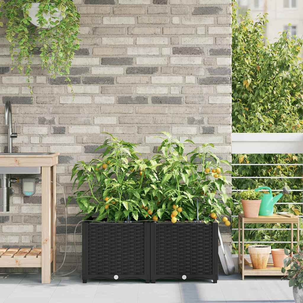 Vidaxl tuin bloempot 2 pcs zwart staal