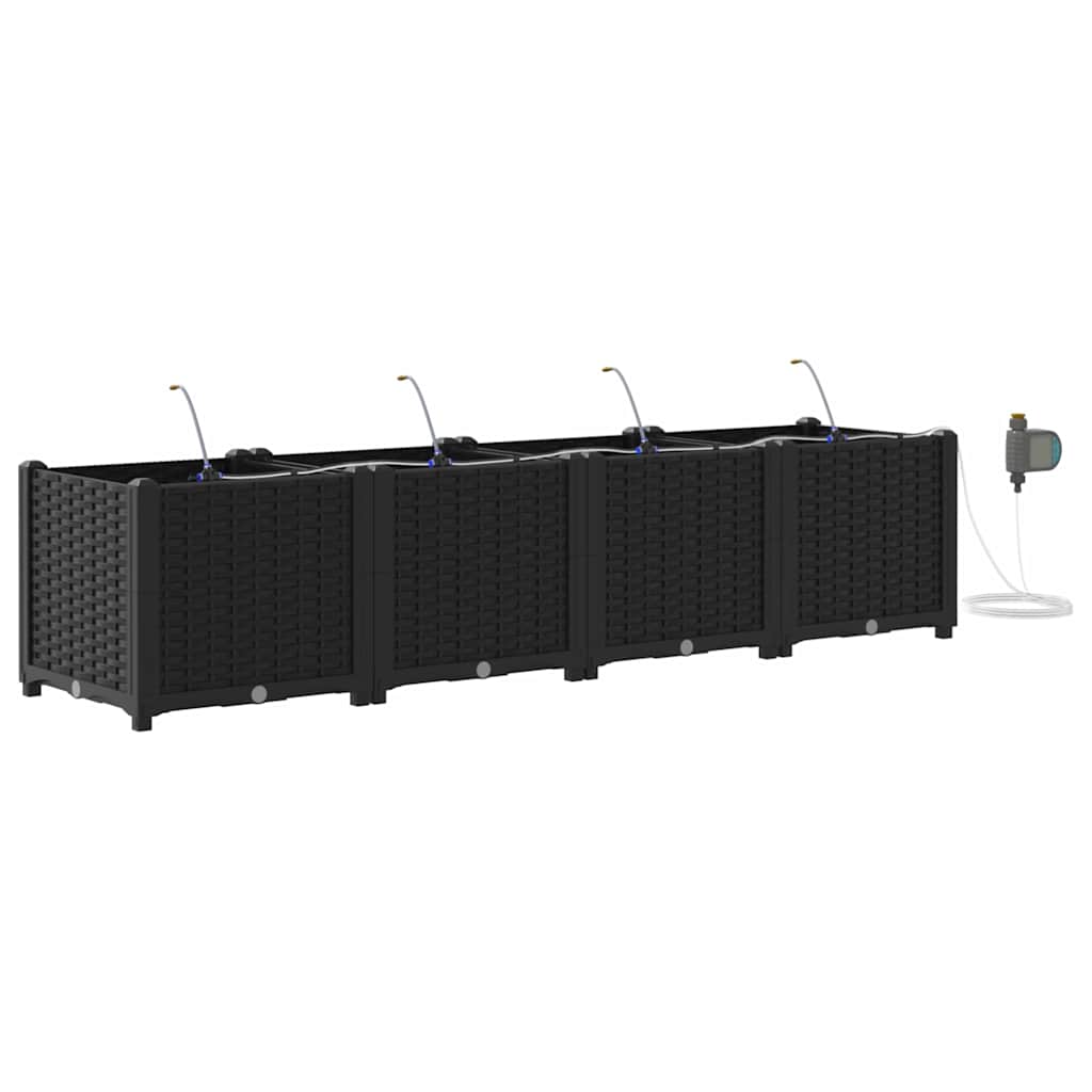 Vidaxl tuin bloempot 4 pcs zwart staal
