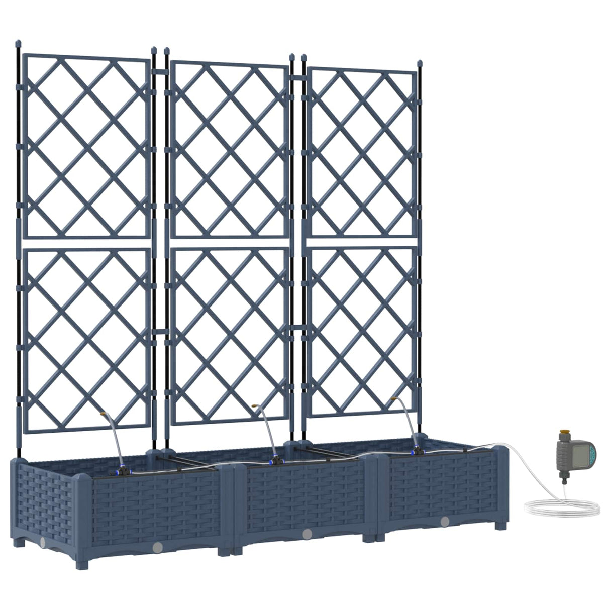 Vidaxl tuin bloempot 3 pcs grijs 120 x 120 x 142 cm staal