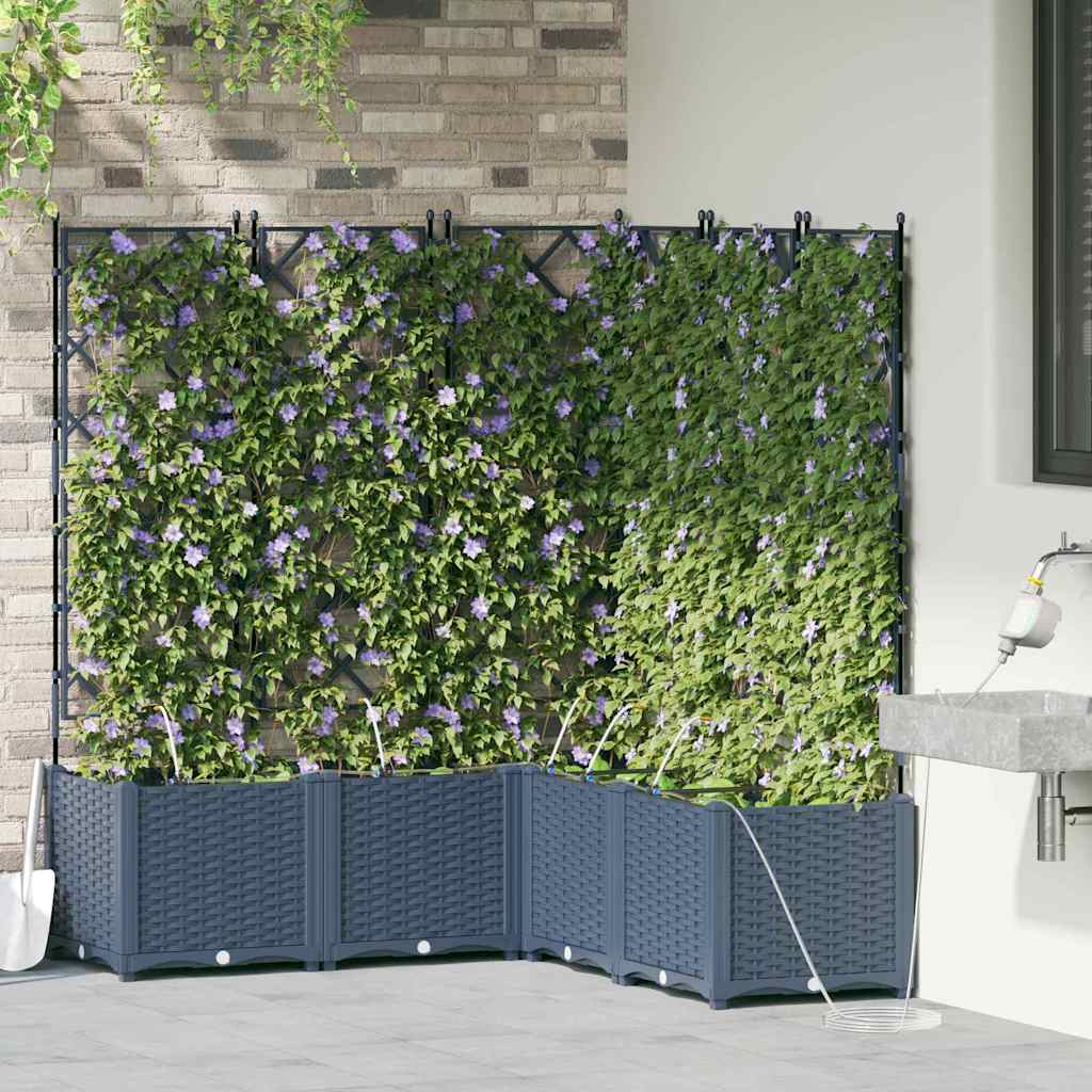 Vidaxl tuin bloempot 5 pcs grijs staal