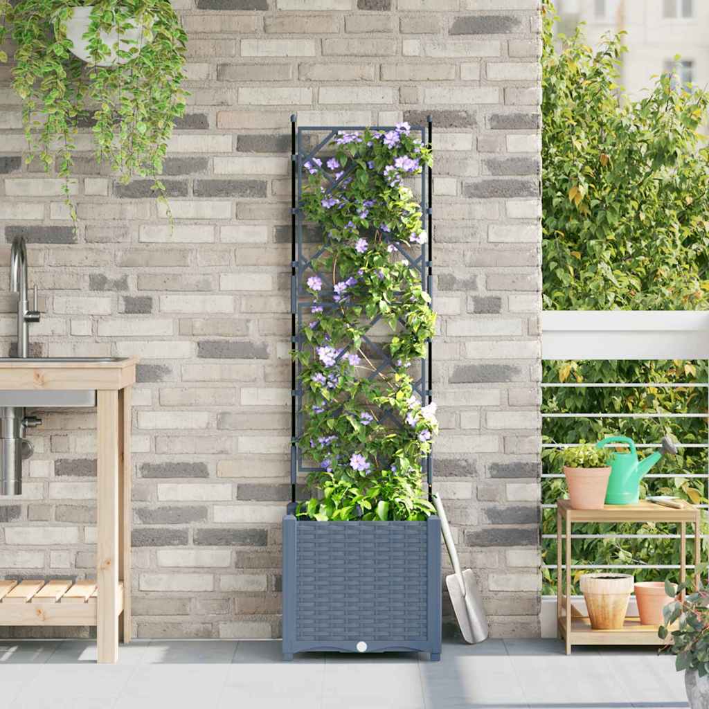 Vidaxl tuin bloempot licht grijs 40 x 40 x 143 cm staal