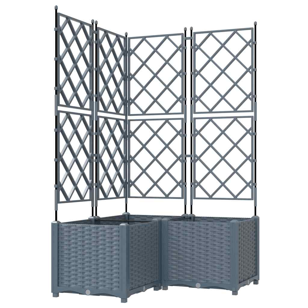 Vidaxl tuin bloempot 3 pcs licht grijs 80 x 80 x 143 cm staal
