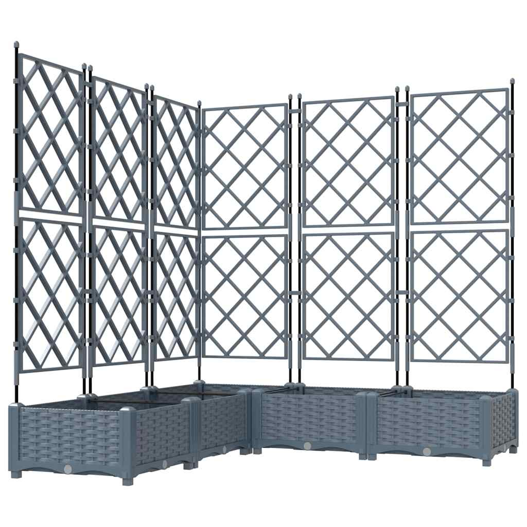 Vidaxl tuin bloempot 5 pcs licht grijs 120 x 120 x 125,5 cm staal