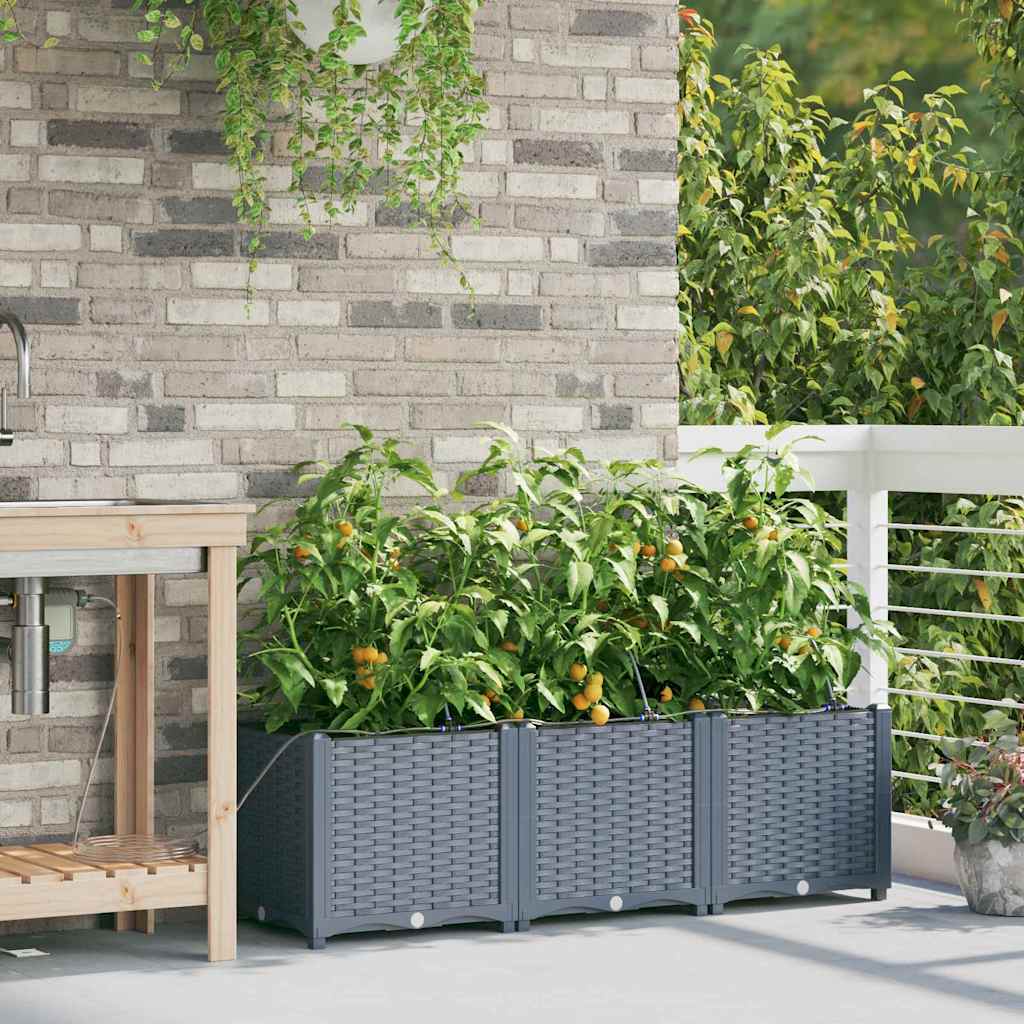 Vidaxl tuin bloempot 3 pcs licht grijs staal
