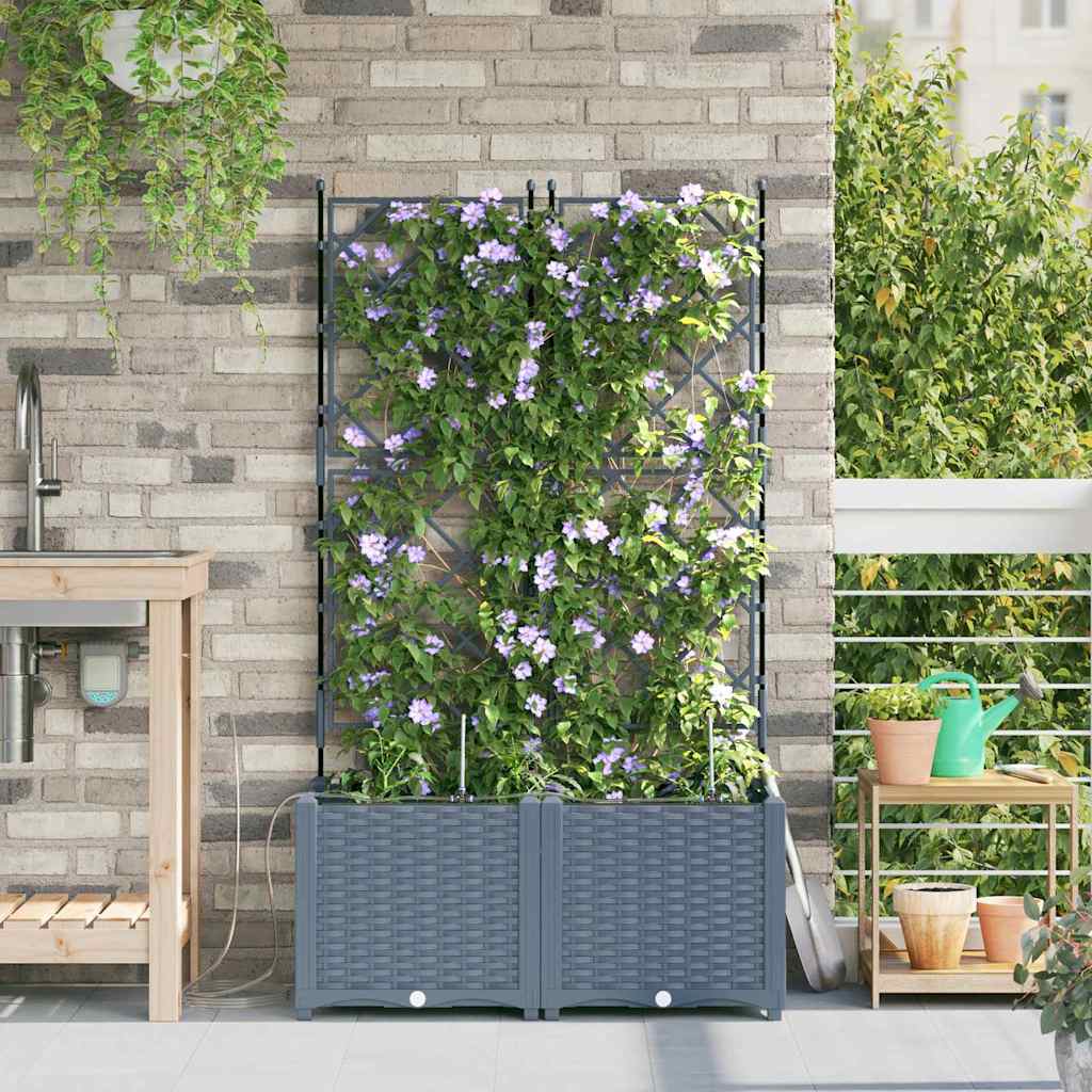 Vidaxl tuin bloempot 2 pcs licht grijs staal