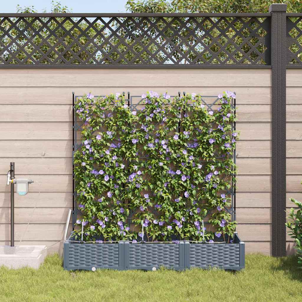 Vidaxl tuin bloempot 3 pcs licht grijs staal
