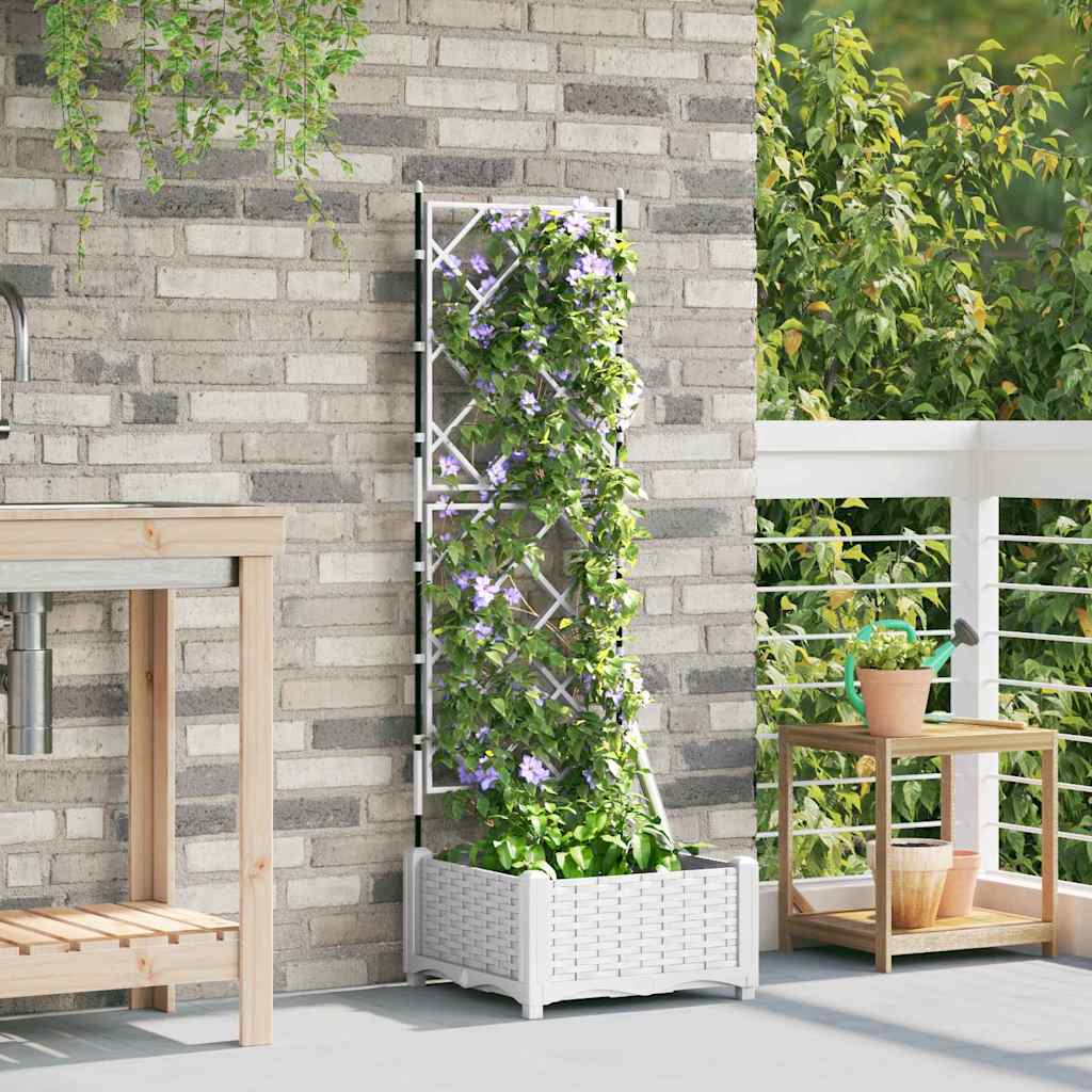 Vidaxl tuin bloempot wit 40 x 40 x 125,5 cm staal