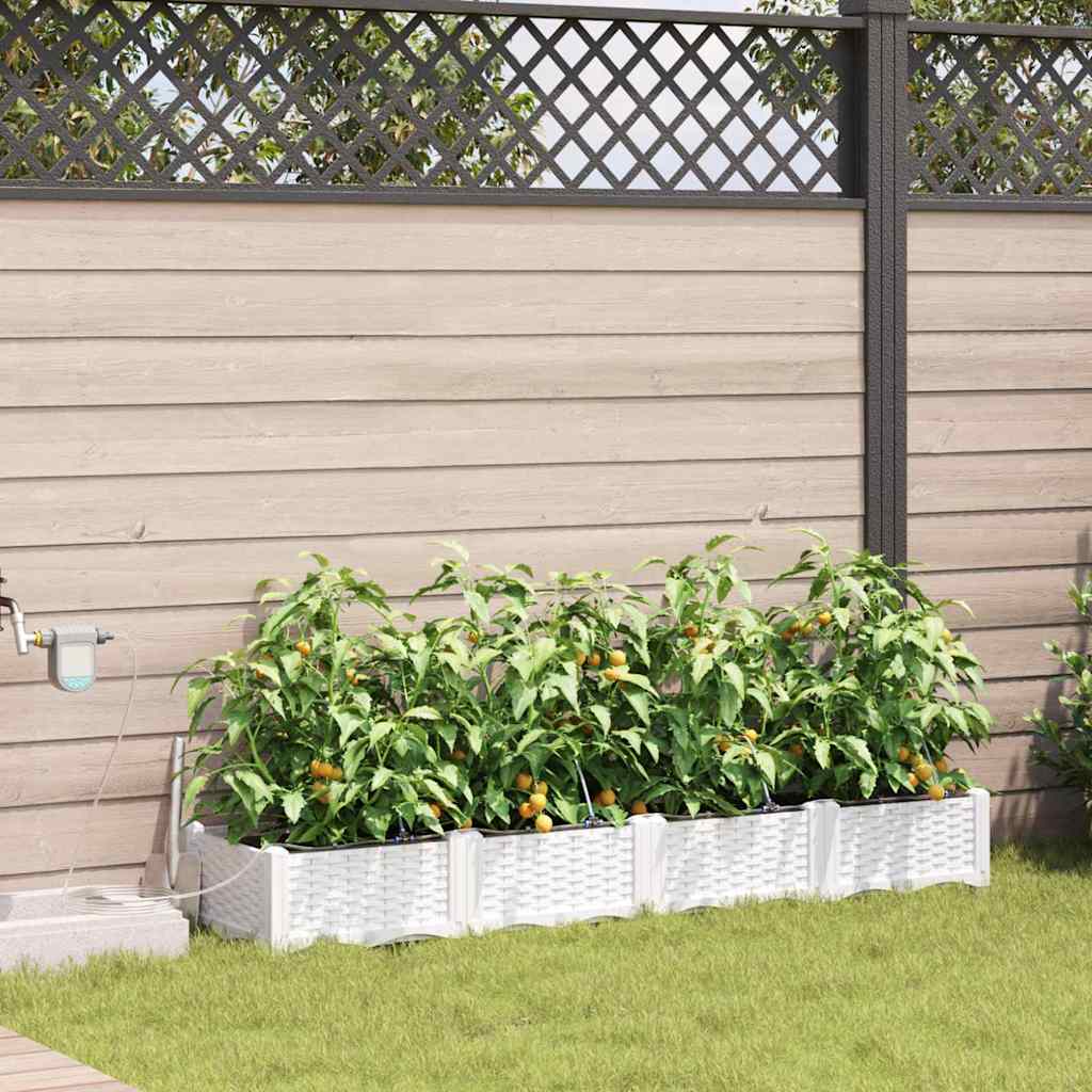 Vidaxl tuin bloempot 4 pcs wit staal