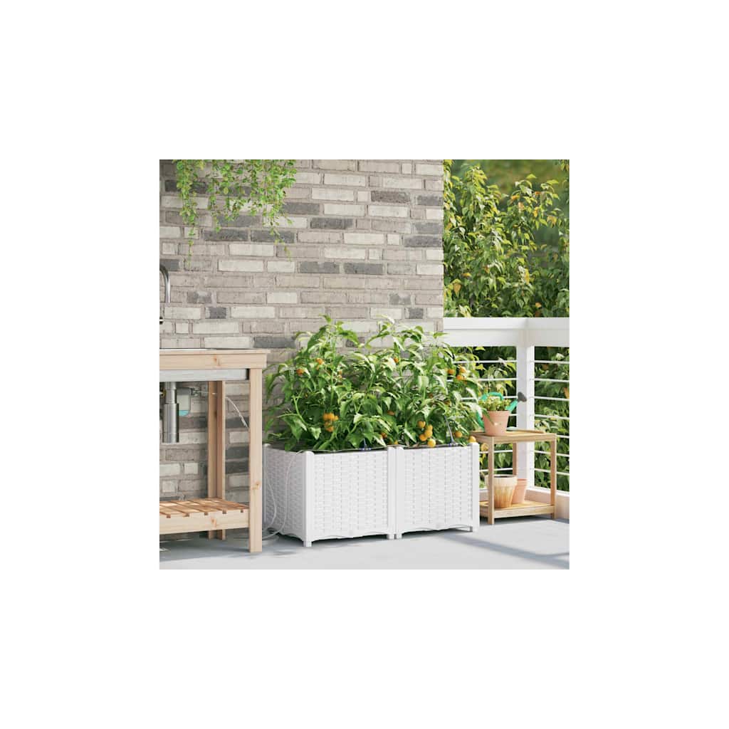 Vidaxl tuin bloempot 2 pcs wit staal