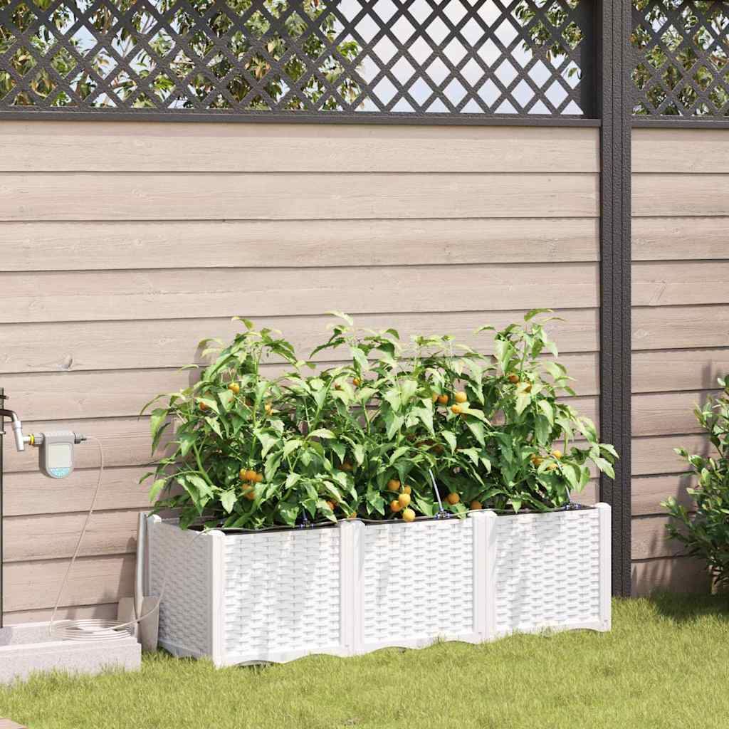 Vidaxl tuin bloempot 3 pcs wit staal