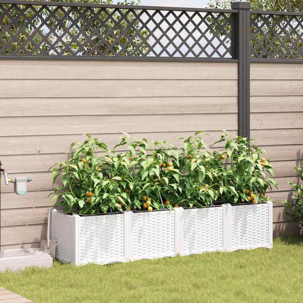 Vidaxl tuin bloempot 4 pcs wit staal
