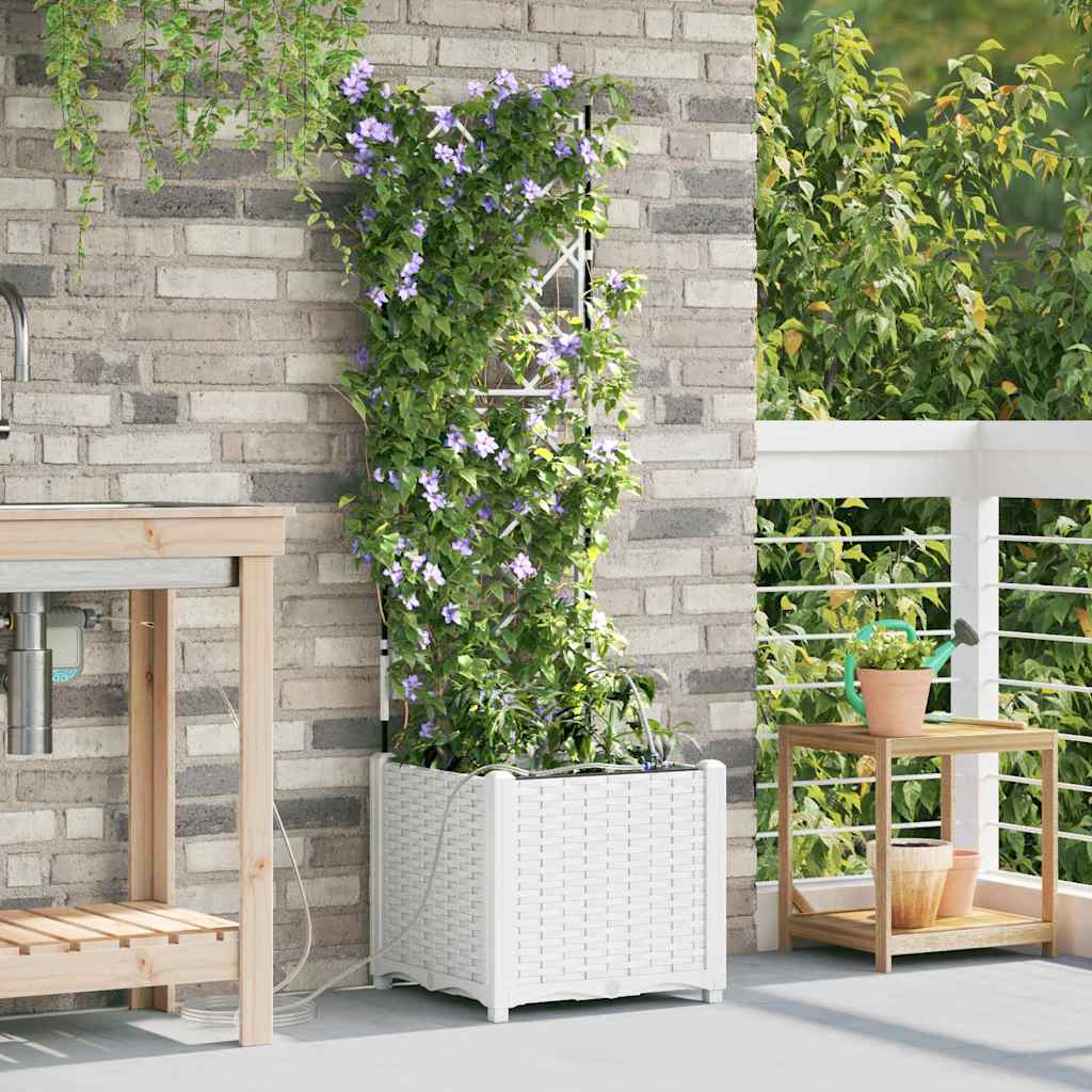 Vidaxl tuin bloempot wit 40 x 40 x 142 cm staal