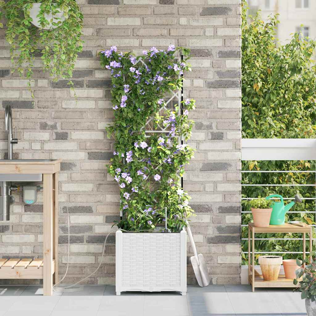 Vidaxl tuin bloempot wit 40 x 40 x 142 cm staal