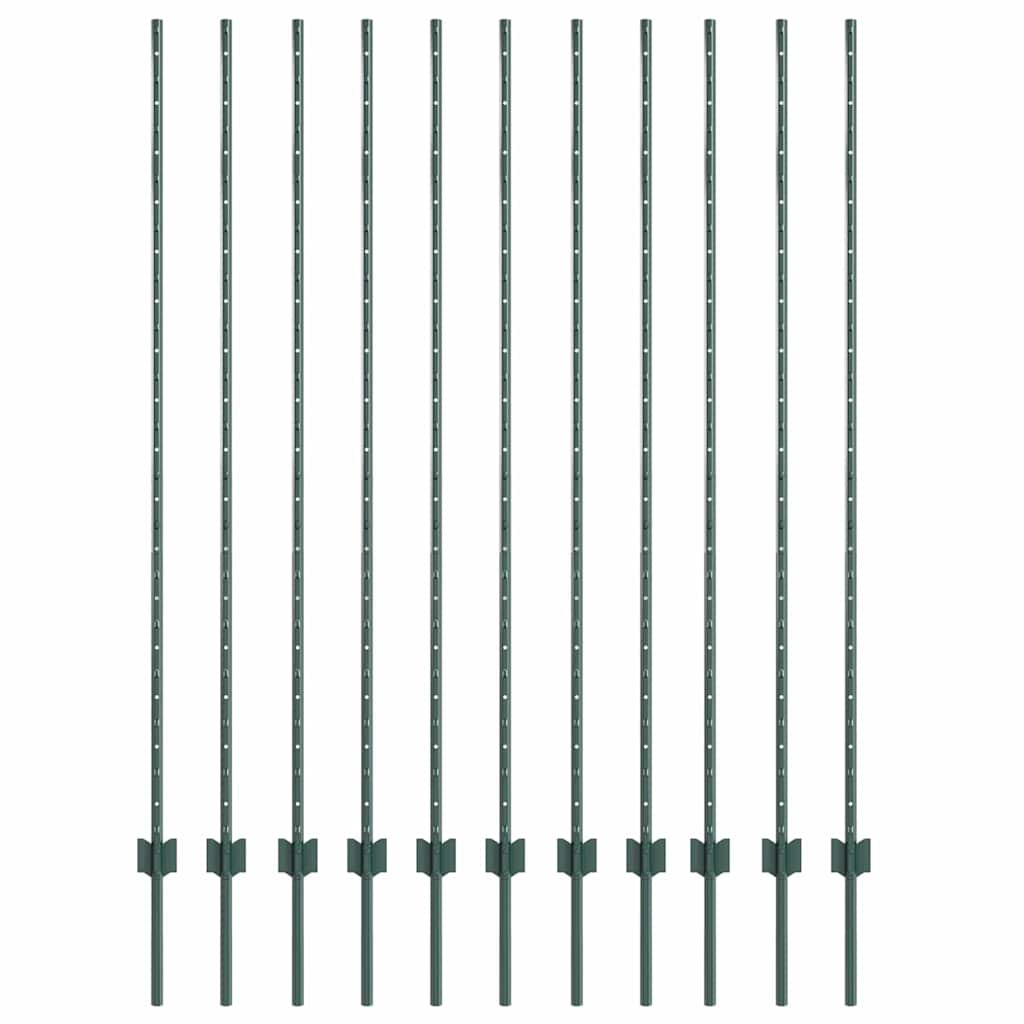 Vidaxl afrasteringspaal 11 pcs groen 160 cm staal