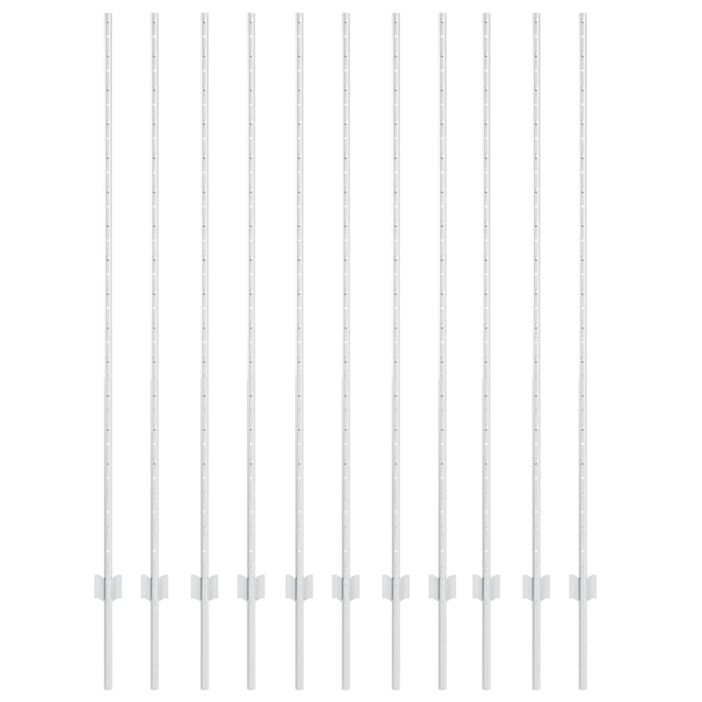 Vidaxl afrasteringspaal 11 pcs zilver 150 cm staal