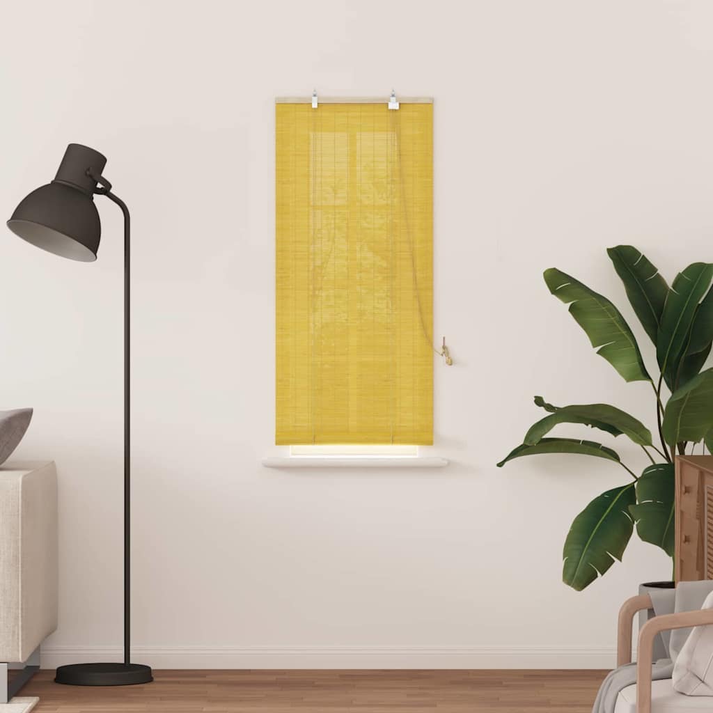 Vidaxl rolgordijn met gordijnen geel 60 x 160 cm bamboe