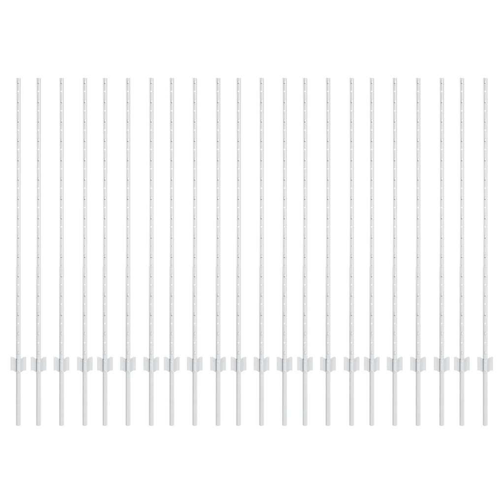 Vidaxl afrasteringspaal 22 pcs zilver 180 cm staal