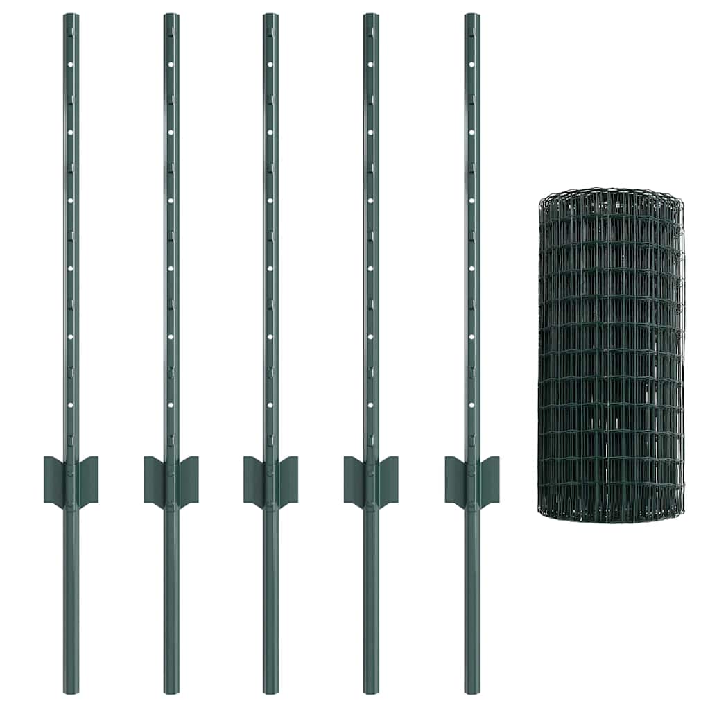 Vidaxl hek met paal groen 0,6 x 10 m staal en pvc