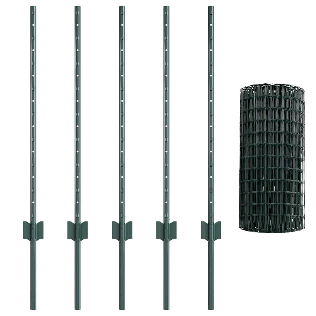 Vidaxl hek met paal groen 0,8 x 10 m staal en pvc