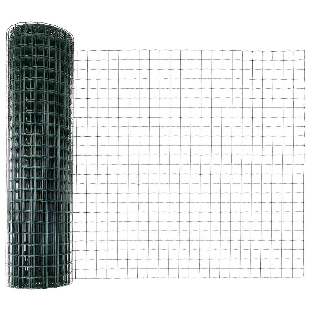 Vidaxl hek met paal groen 1,2 x 10 m staal en pvc