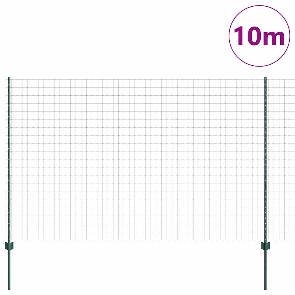 Vidaxl hek met paal groen 1,6 x 10 m staal en pvc