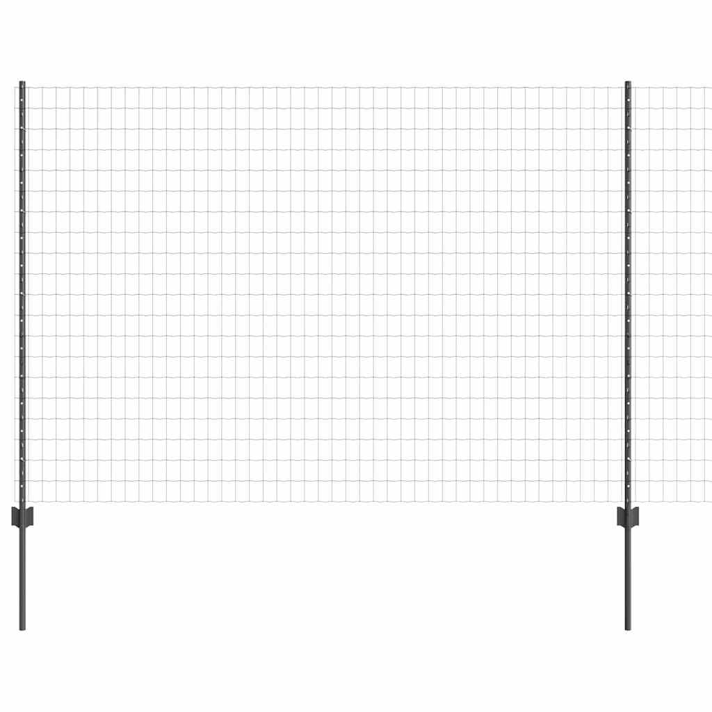 Vidaxl hek met paal grijs 1,5 x 10 m staal en pvc