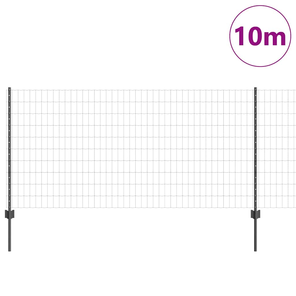 Vidaxl hek met paal grijs 1 x 10 m staal en pvc