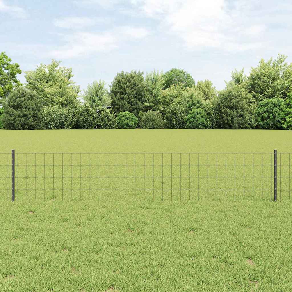 Vidaxl hek met paal grijs 0,4 x 10 m staal en pvc