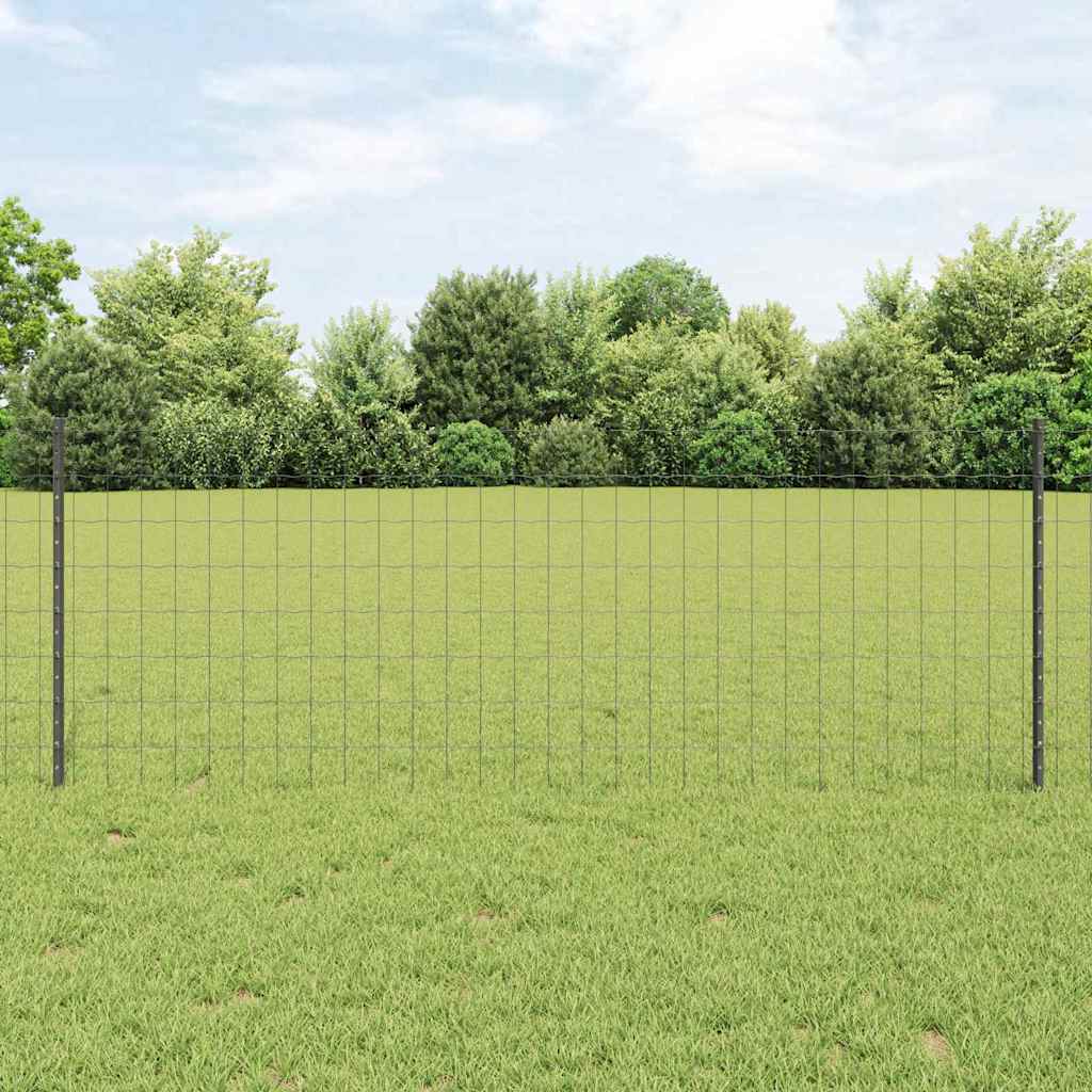 Vidaxl hek met paal grijs 0,8 x 10 m staal en pvc