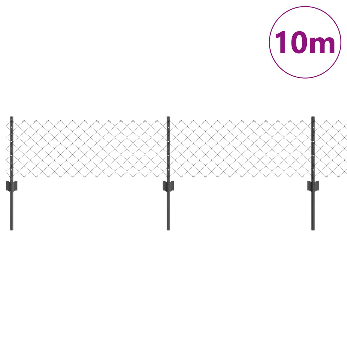 Vidaxl hek met paal grijs 0,4 x 10 m staal en pvc