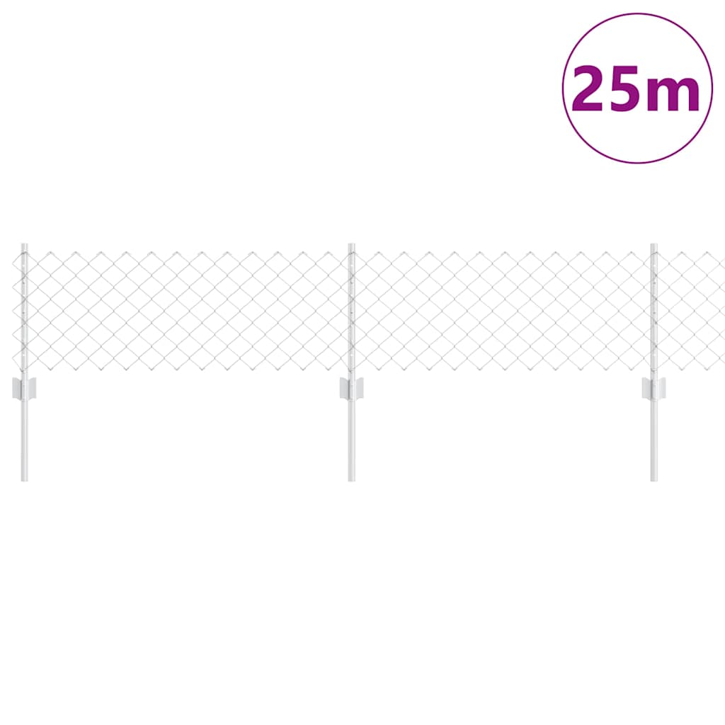 Vidaxl hek met paal zilver 0,4 x 25 m staal
