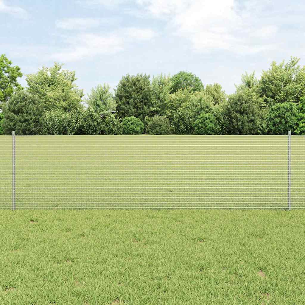 Vidaxl hek met paal zilver 0,6 x 25 m staal